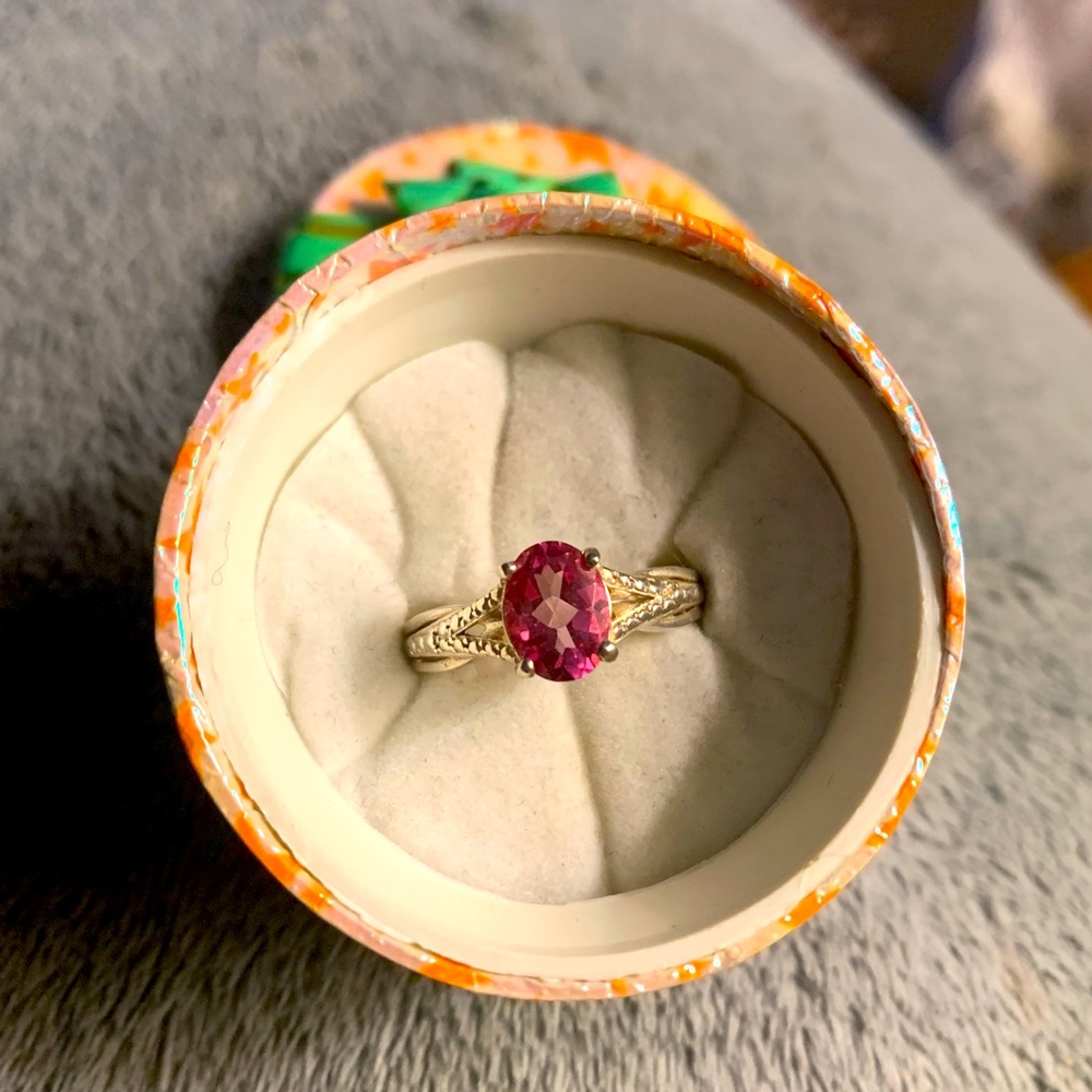 Genuine pink topaz ring